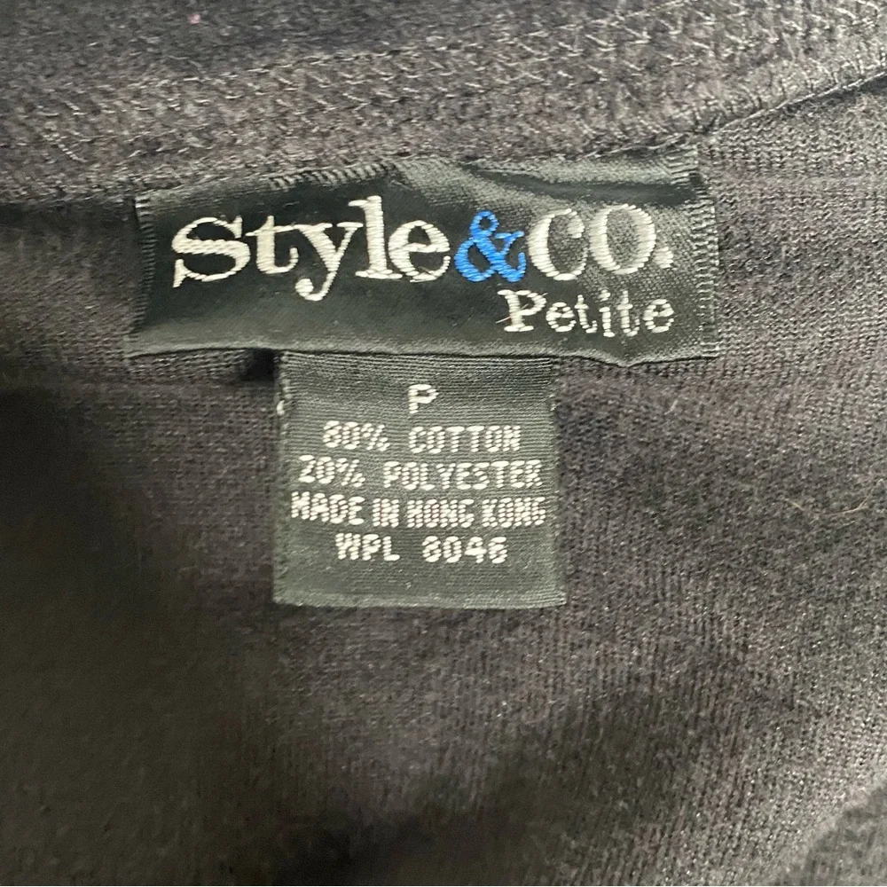 Style & Co Petite Black Zipup Top - Picture 6 of 7